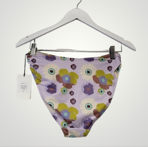 Beth Richards Swim Bottom Womens M Delrey‎ Floral 70s Ruched Side High Waisted - Picture 5 of 10